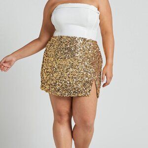 Showpo Ingrid Mini Skirt Sequin Skirt in Gold Sequin